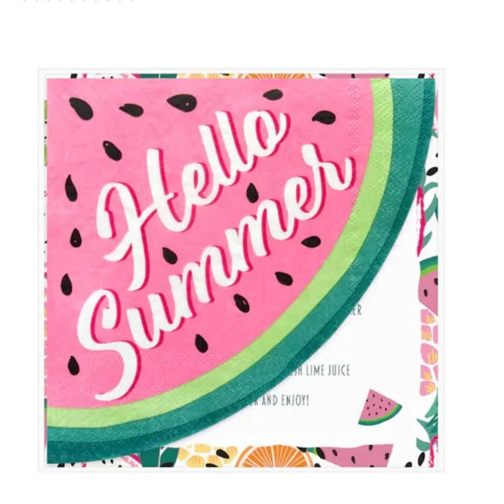 Assortment of tropical themed cocktail party napkins.